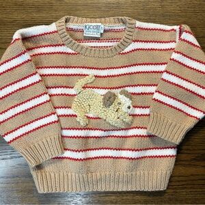Kids Striped Sweater - Tan and Red